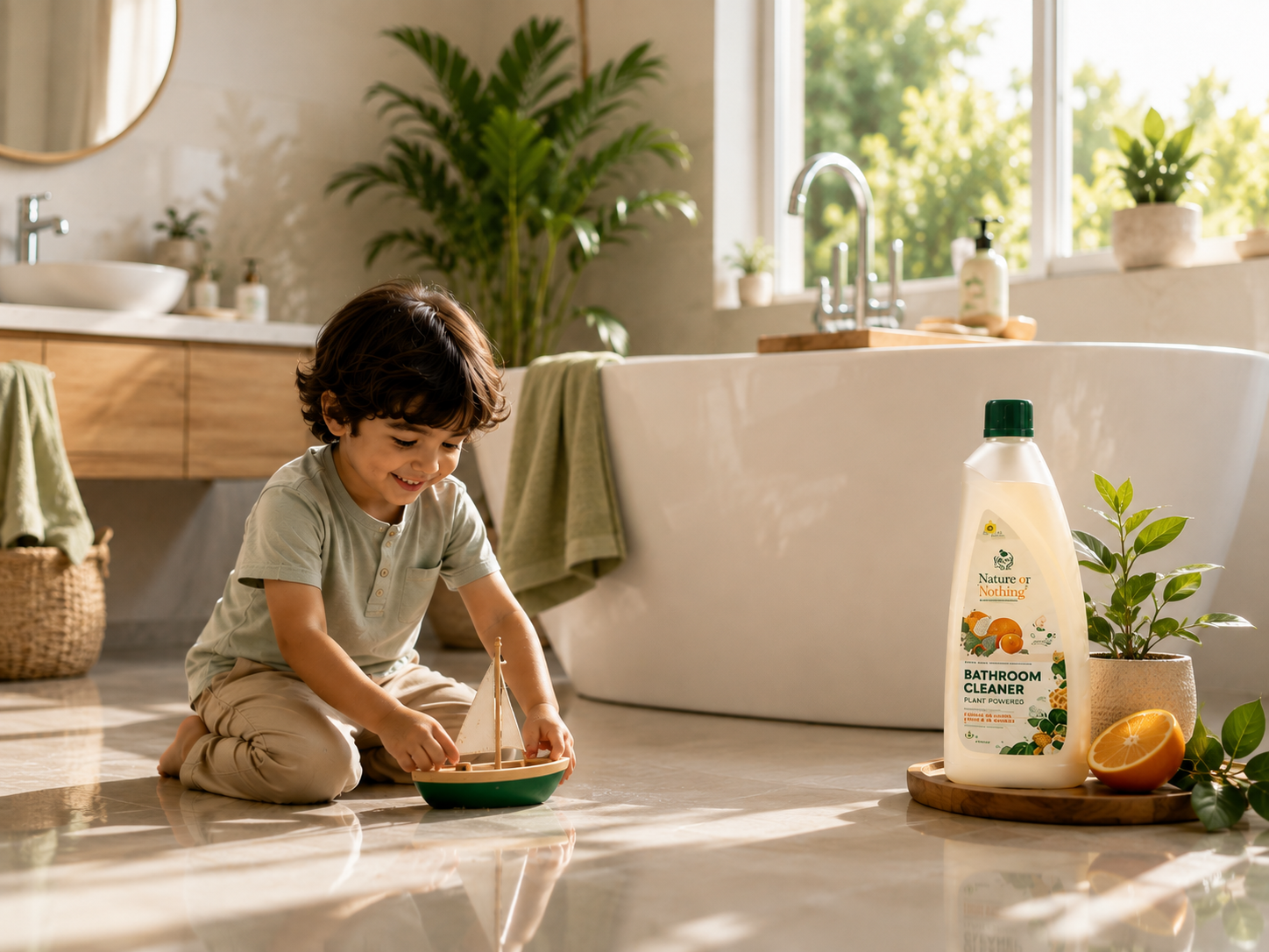 Safe botanical floor cleaner for family home